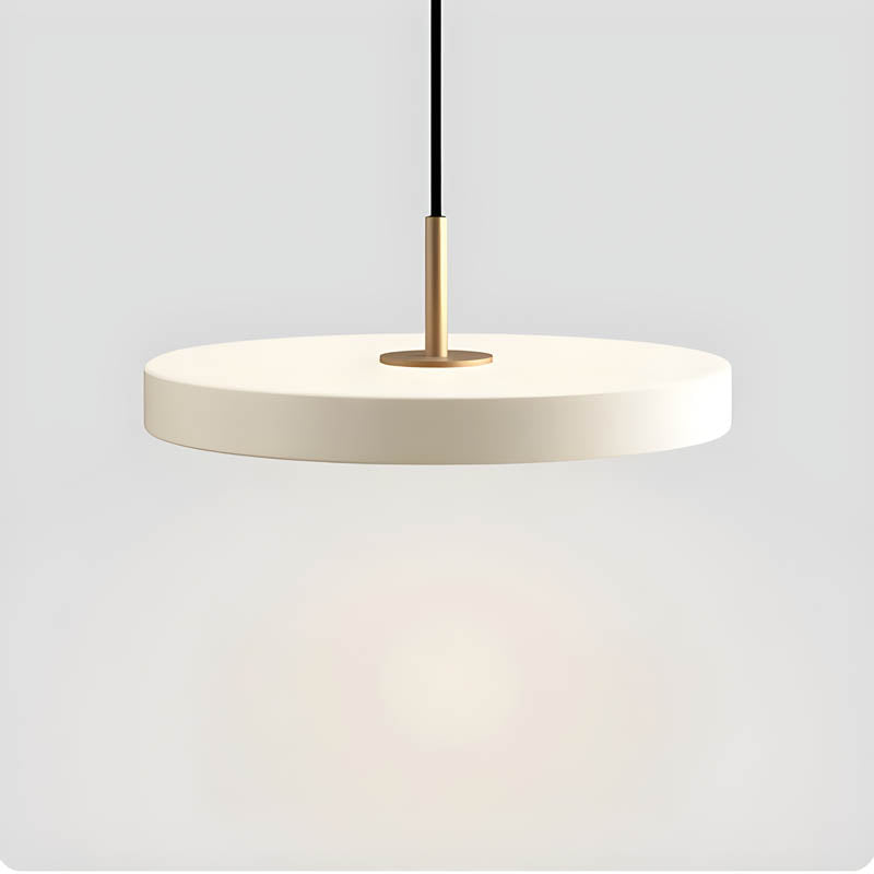 Lumora: Lampada a sospensione LED piatta in alluminio con schermo in acrilico a forma di UFO – per ambienti moderni