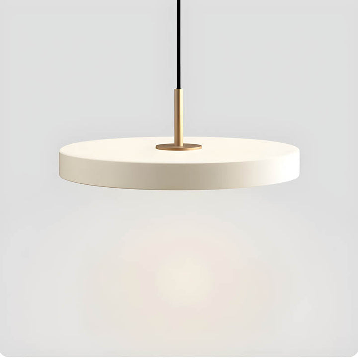 Lumora: Lampada a sospensione LED piatta in alluminio con schermo in acrilico a forma di UFO – per ambienti moderni