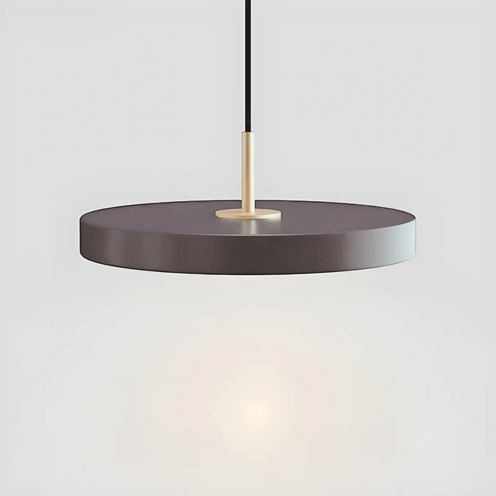 Lumora: Lampada a sospensione LED piatta in alluminio con schermo in acrilico a forma di UFO – per ambienti moderni