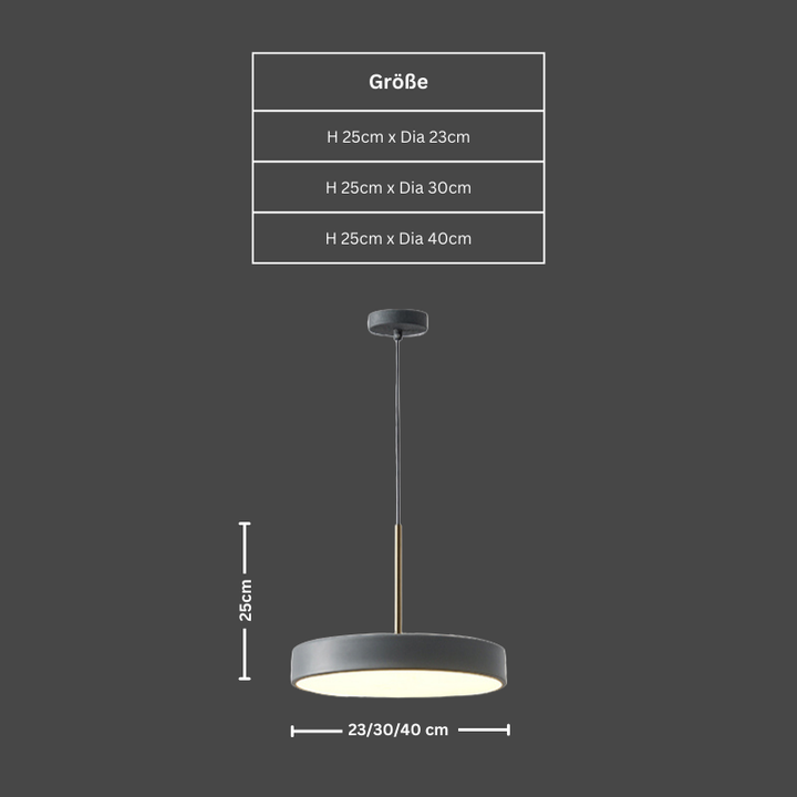Lumora: Lampada a sospensione LED piatta in alluminio con schermo in acrilico a forma di UFO – per ambienti moderni