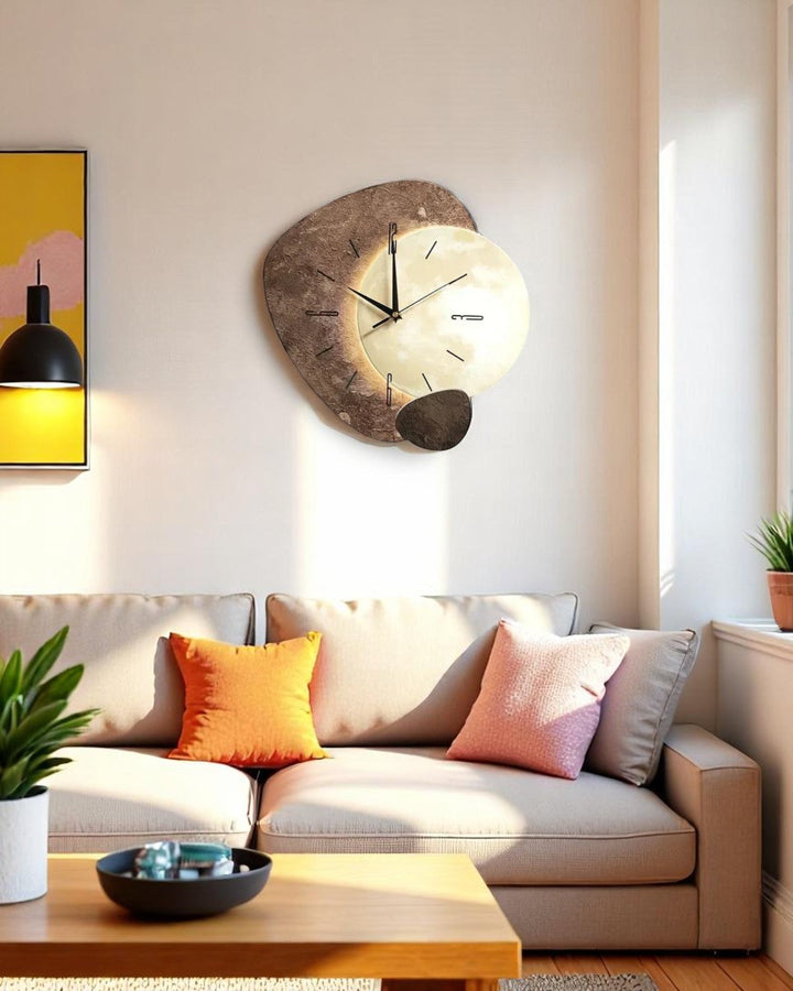 LunaVetro: Orologio da Parete di Design Moderno in Aspetto Cristallo con Illuminazione LED – per Soggiorno &amp; Ufficio