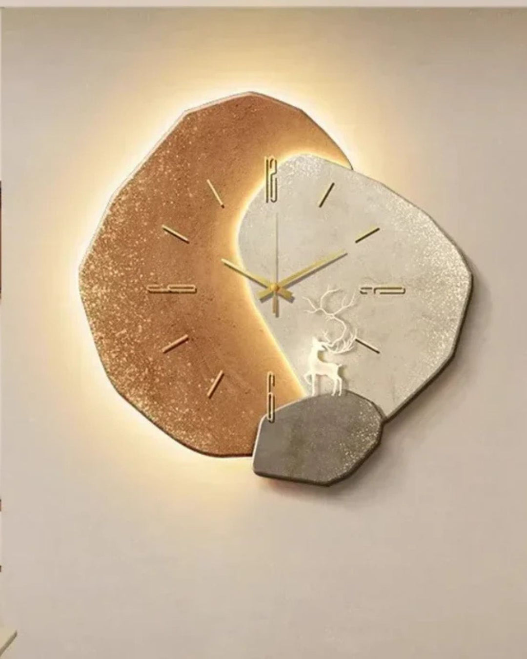 LunaVetro: Orologio da Parete di Design Moderno in Aspetto Cristallo con Illuminazione LED – per Soggiorno &amp; Ufficio