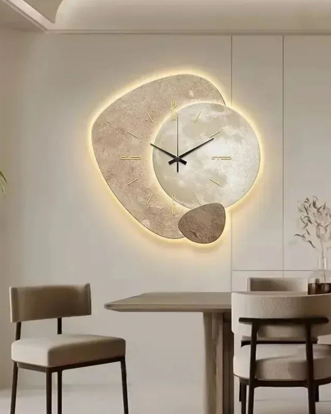 LunaVetro: Orologio da Parete di Design Moderno in Aspetto Cristallo con Illuminazione LED – per Soggiorno &amp; Ufficio