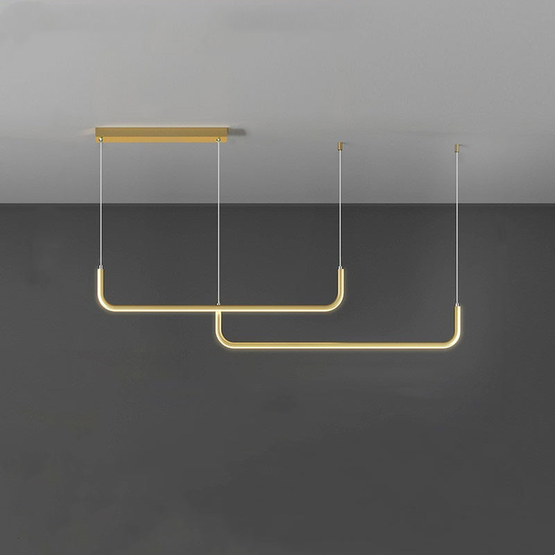 LuxLinea: Lampada a sospensione LED moderna – Lampada in metallo lineare in oro e nero per sala da pranzo e soggiorno