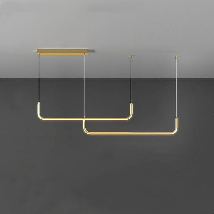 LuxLinea: Lampada a sospensione LED moderna – Lampada in metallo lineare in oro e nero per sala da pranzo e soggiorno