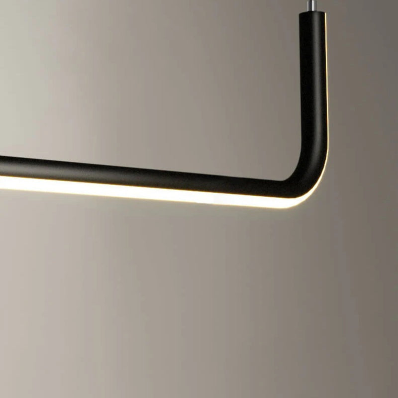 LuxLinea: Lampada a sospensione LED moderna – Lampada in metallo lineare in oro e nero per sala da pranzo e soggiorno