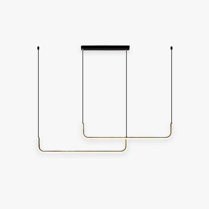 LuxLinea: Lampada a sospensione LED moderna – Lampada in metallo lineare in oro e nero per sala da pranzo e soggiorno