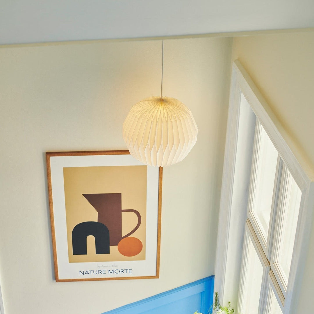 Lampada da soffitto in carta Belloy con paralume facile da montare