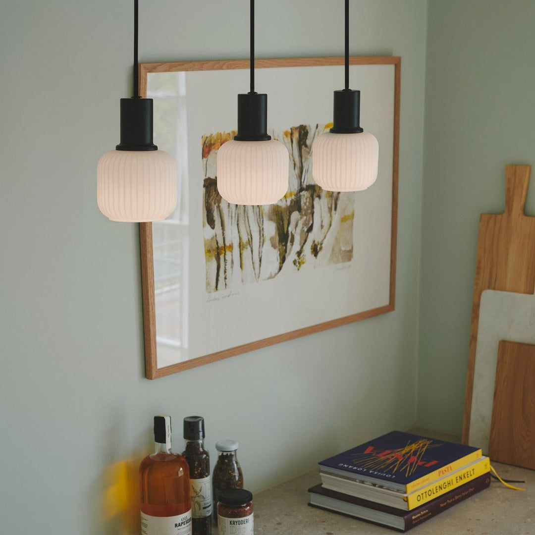 Lampadario Isola Mini Milford 3 Luci, Opale/Nero