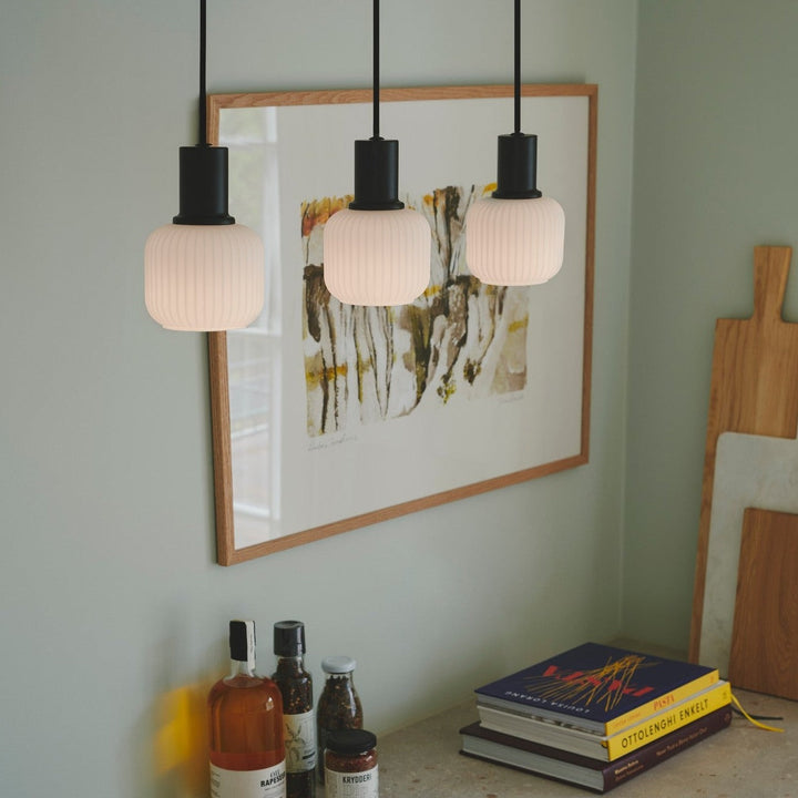 Lampadario Isola Mini Milford 3 Luci, Opale/Nero