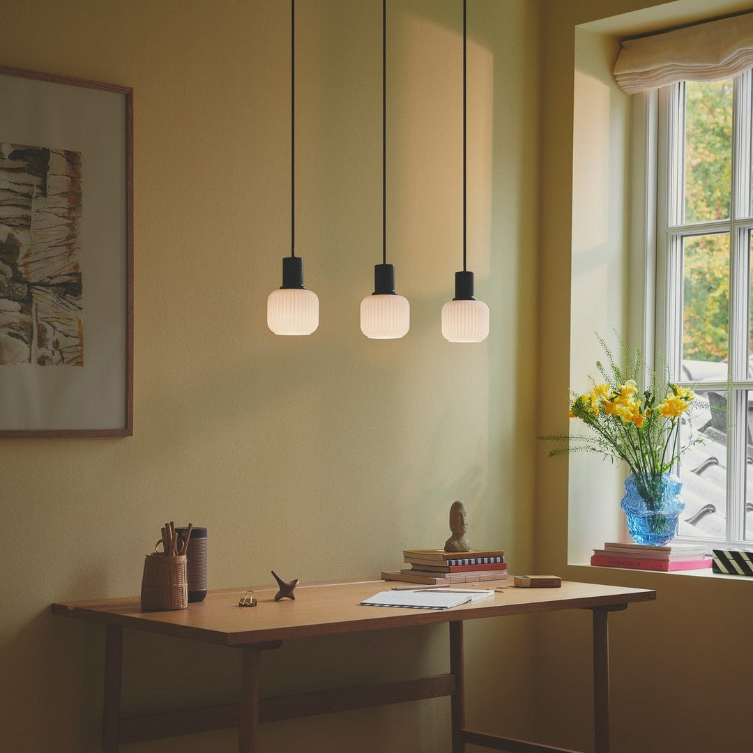 Lampadario Isola Mini Milford 3 Luci, Opale/Nero