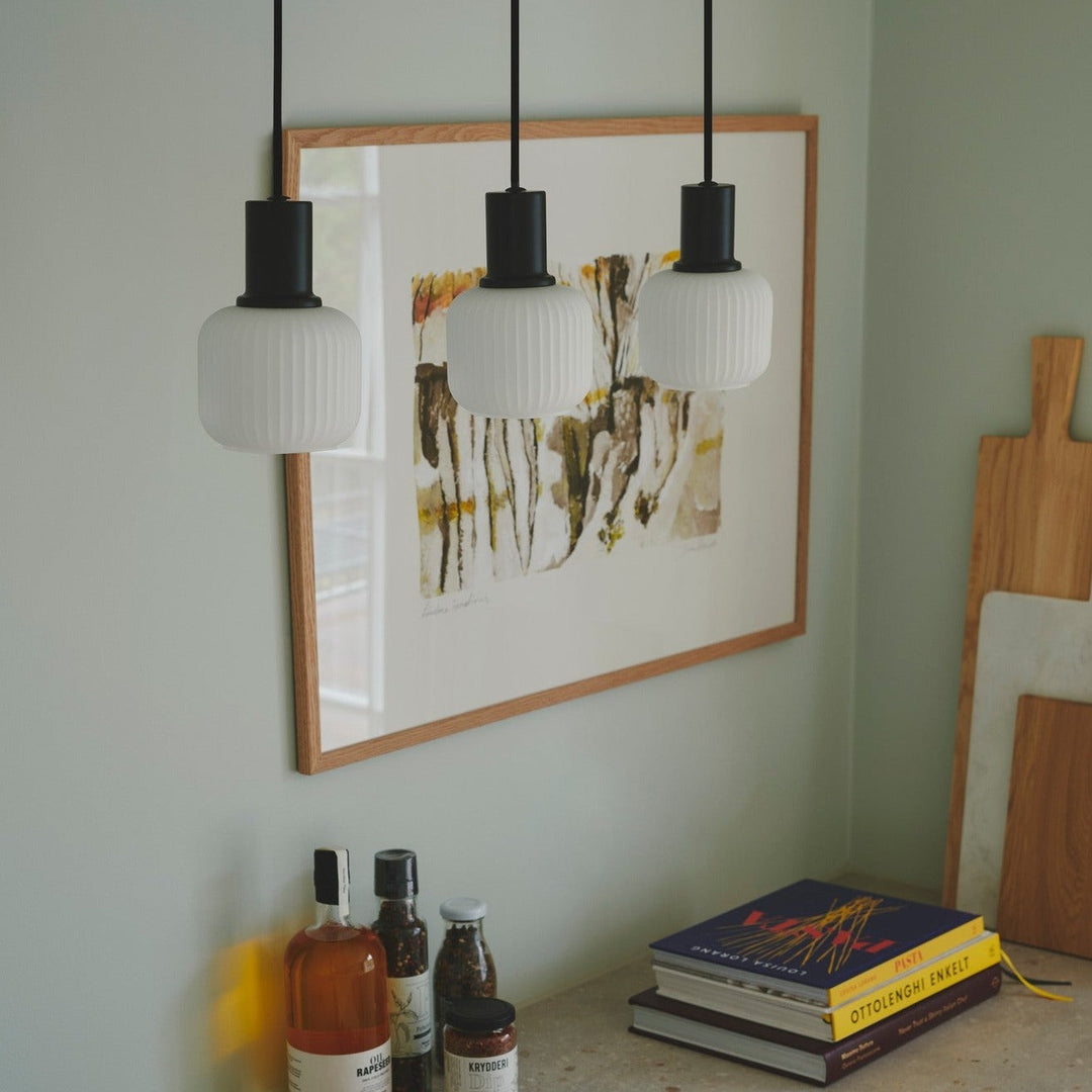 Lampadario Isola Mini Milford 3 Luci, Opale/Nero
