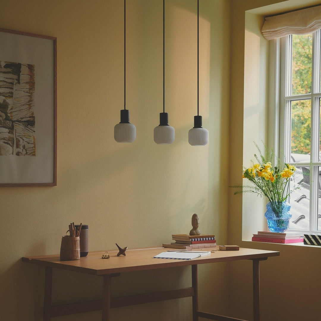 Lampadario Isola Mini Milford 3 Luci, Opale/Nero