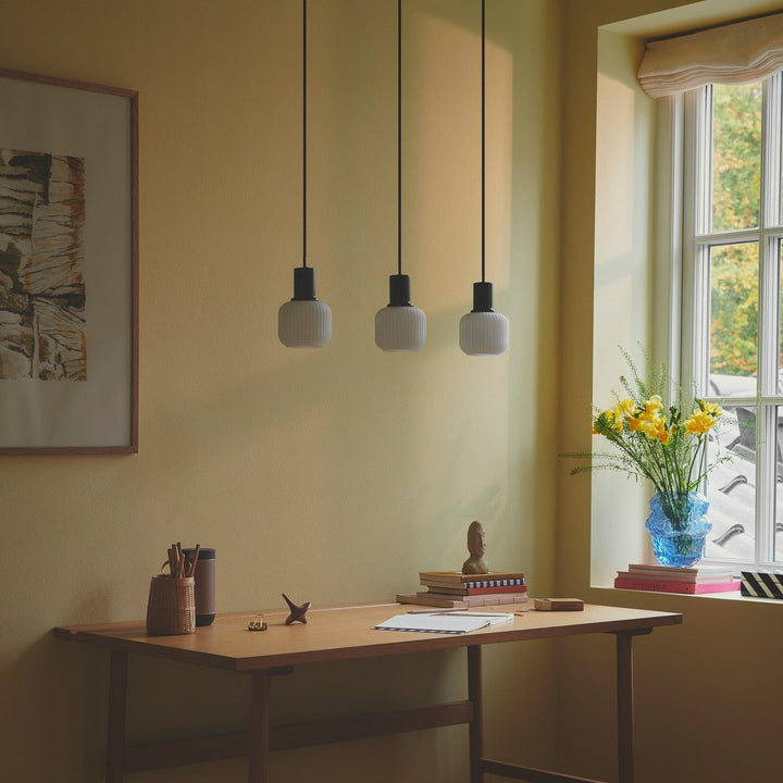 Lampadario Isola Mini Milford 3 Luci, Opale/Nero