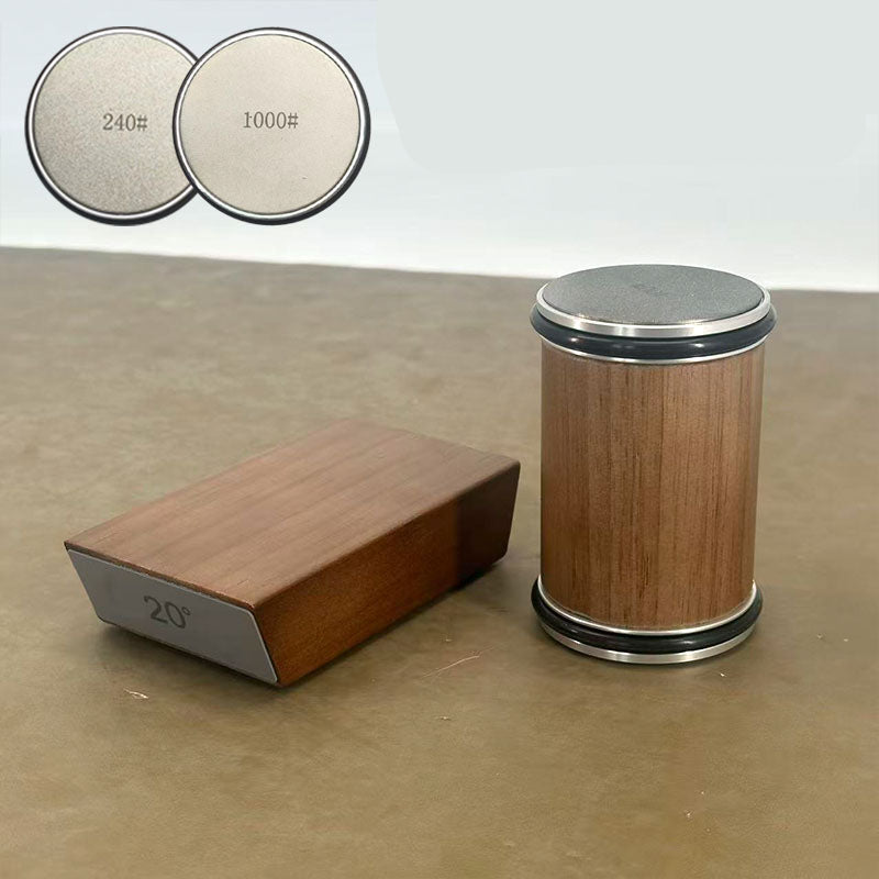 DIASHARP – Set di Affilatori per Coltelli con Affilatore in Diamante e Piattaforma in Legno
