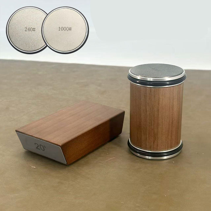 DIASHARP – Set di Affilatori per Coltelli con Affilatore in Diamante e Piattaforma in Legno