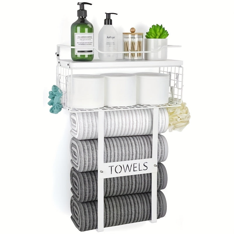 MaisonRustique: Porta asciugamani da bagno – elegante scaffale in legno in stile country francese, decorativo e salvaspazio per l&