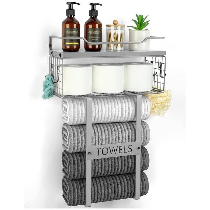 MaisonRustique: Porta asciugamani da bagno – elegante scaffale in legno in stile country francese, decorativo e salvaspazio per l&