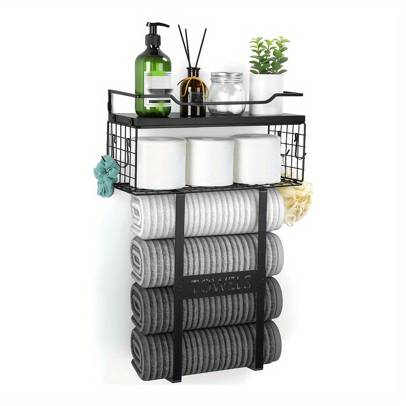 MaisonRustique: Porta asciugamani da bagno – elegante scaffale in legno in stile country francese, decorativo e salvaspazio per l&