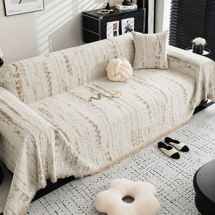 Mandelkamm: Copertura per divano in chenille con struttura decorativa e copertura totale – per soggiorno e divano
