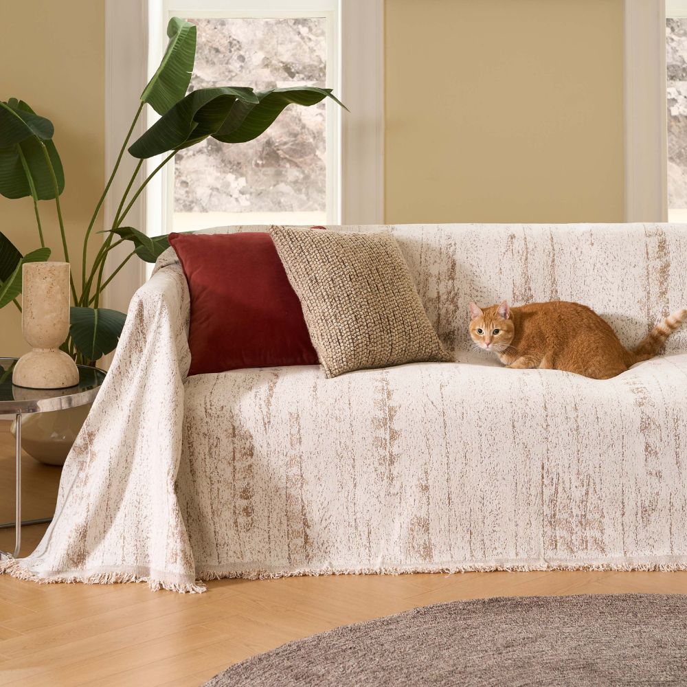 Mandelkamm: Copertura per divano in chenille con struttura decorativa e copertura totale – per soggiorno e divano
