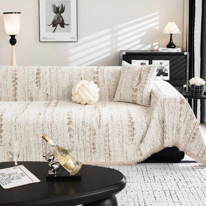Mandelkamm: Copertura per divano in chenille con struttura decorativa e copertura totale – per soggiorno e divano