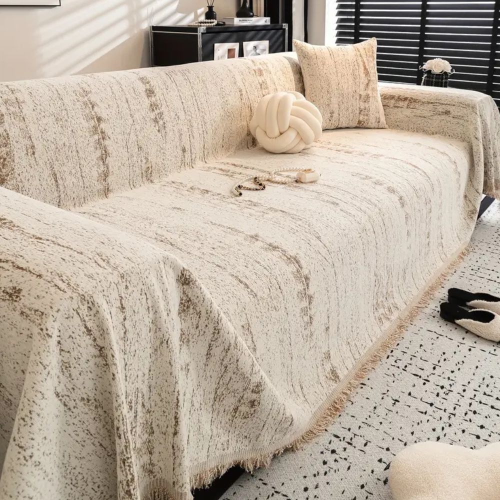 Mandelkamm: Copertura per divano in chenille con struttura decorativa e copertura totale – per soggiorno e divano