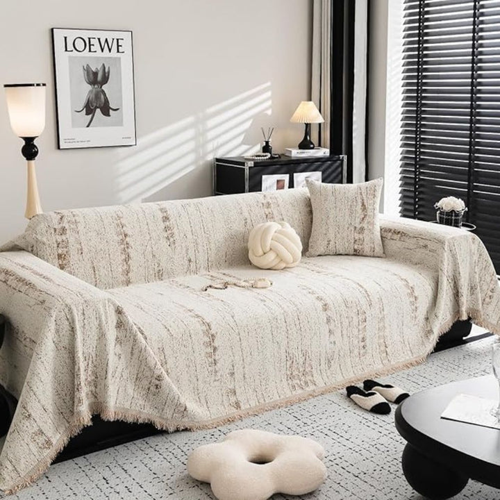 Mandelkamm: Copertura per divano in chenille con struttura decorativa e copertura totale – per soggiorno e divano