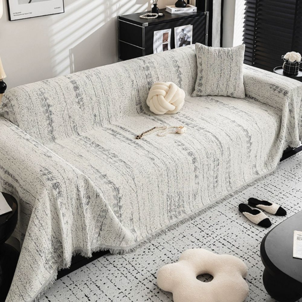 Mandelkamm: Copertura per divano in chenille con struttura decorativa e copertura totale – per soggiorno e divano