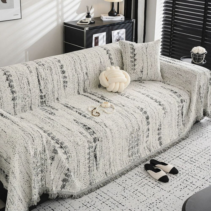 Mandelkamm: Copertura per divano in chenille con struttura decorativa e copertura totale – per soggiorno e divano