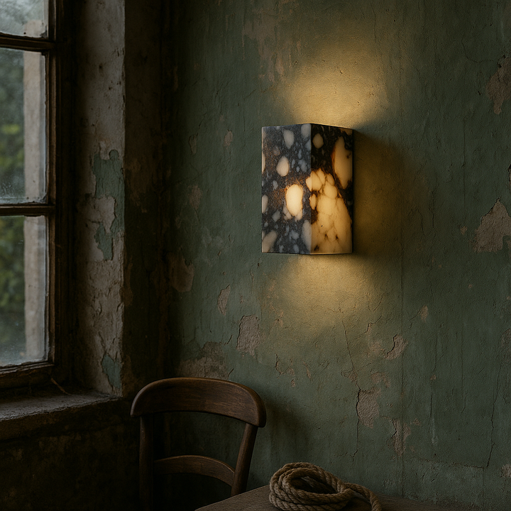 MarmoLux: Applique LED Cubo di Marmo – luce da parete moderna e di design