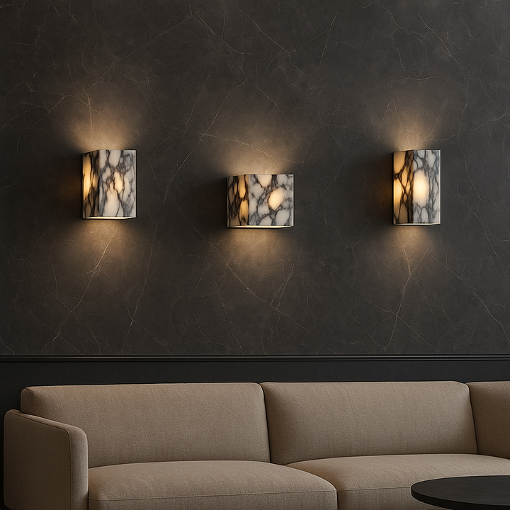 MarmoLux: Applique LED Cubo di Marmo – luce da parete moderna e di design