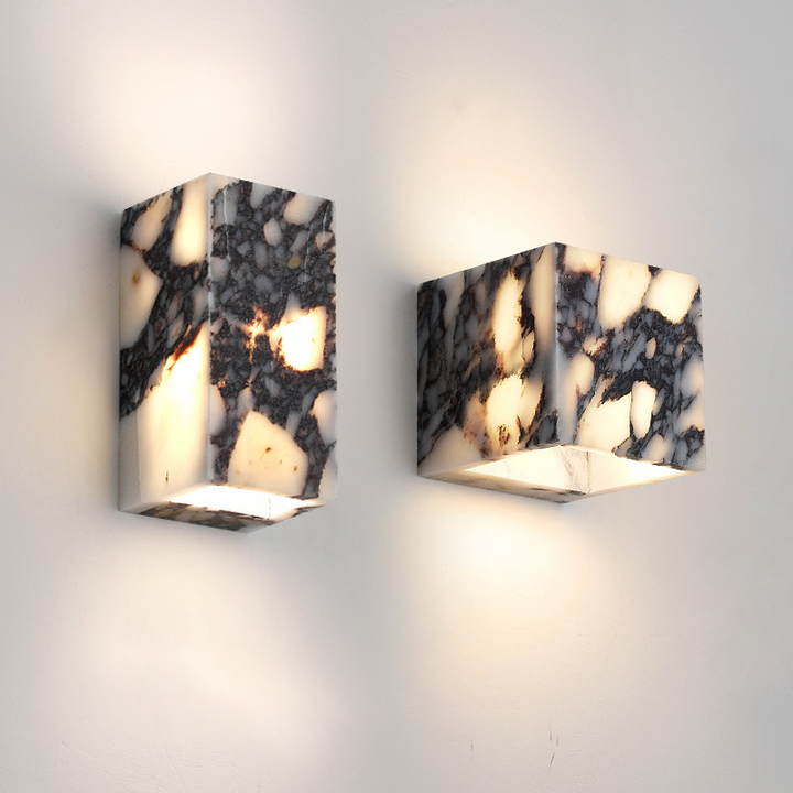 MarmoLux: Applique LED Cubo di Marmo – luce da parete moderna e di design