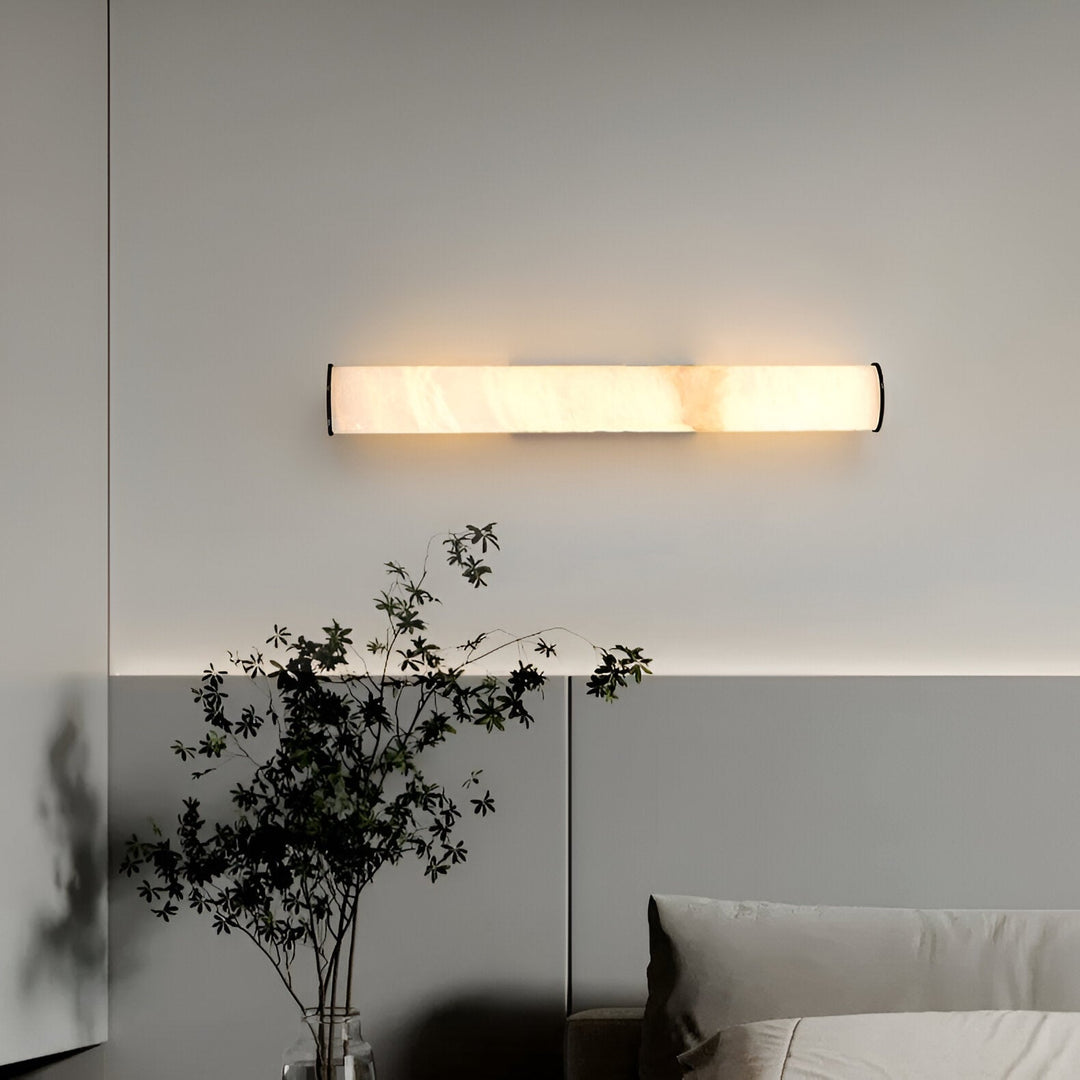 MarmoLux: Lampada da parete LED moderna con effetto marmo spagnolo e dettaglio in rame – per camera da letto e soggiorno