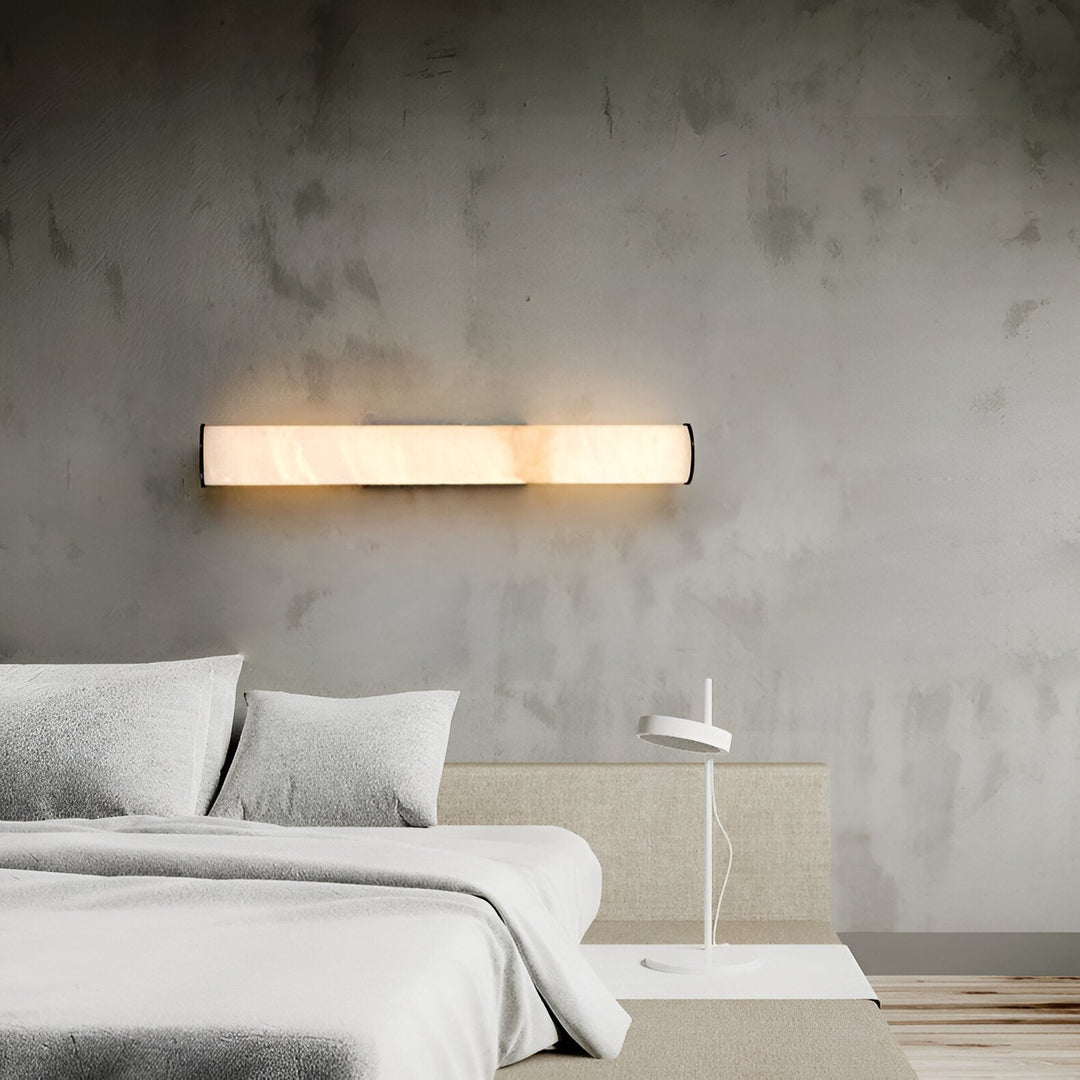 MarmoLux: Lampada da parete LED moderna con effetto marmo spagnolo e dettaglio in rame – per camera da letto e soggiorno