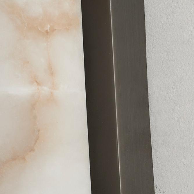 MarmoLux: Lampada da parete LED moderna con effetto marmo spagnolo e dettaglio in rame – per camera da letto e soggiorno