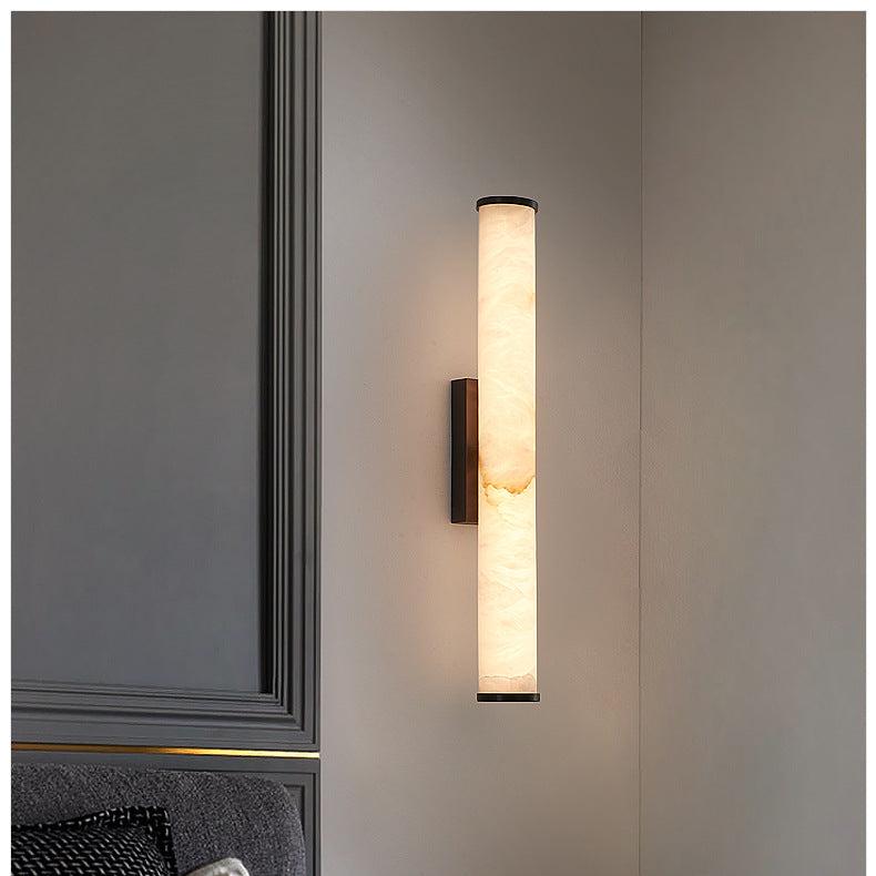 MarmoLux: Lampada da parete LED moderna con effetto marmo spagnolo e dettaglio in rame – per camera da letto e soggiorno