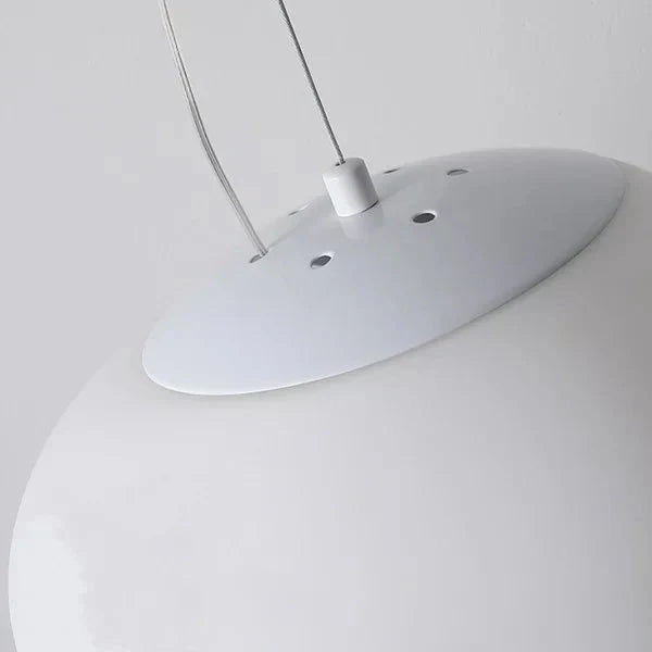 Bianco Latte – Lampada a sospensione in vetro satinato con accenti metallici – per soggiorno e sala da pranzo