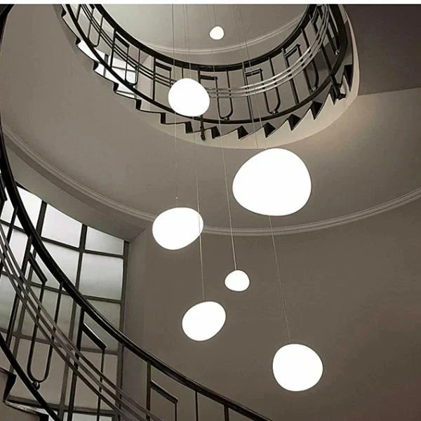 Bianco Latte – Lampada a sospensione in vetro satinato con accenti metallici – per soggiorno e sala da pranzo