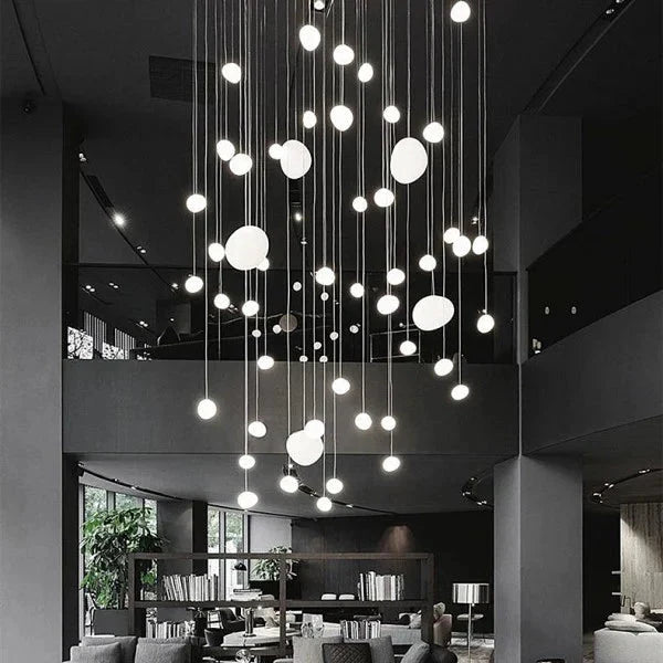 Bianco Latte – Lampada a sospensione in vetro satinato con accenti metallici – per soggiorno e sala da pranzo