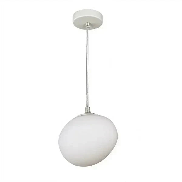 Bianco Latte – Lampada a sospensione in vetro satinato con accenti metallici – per soggiorno e sala da pranzo