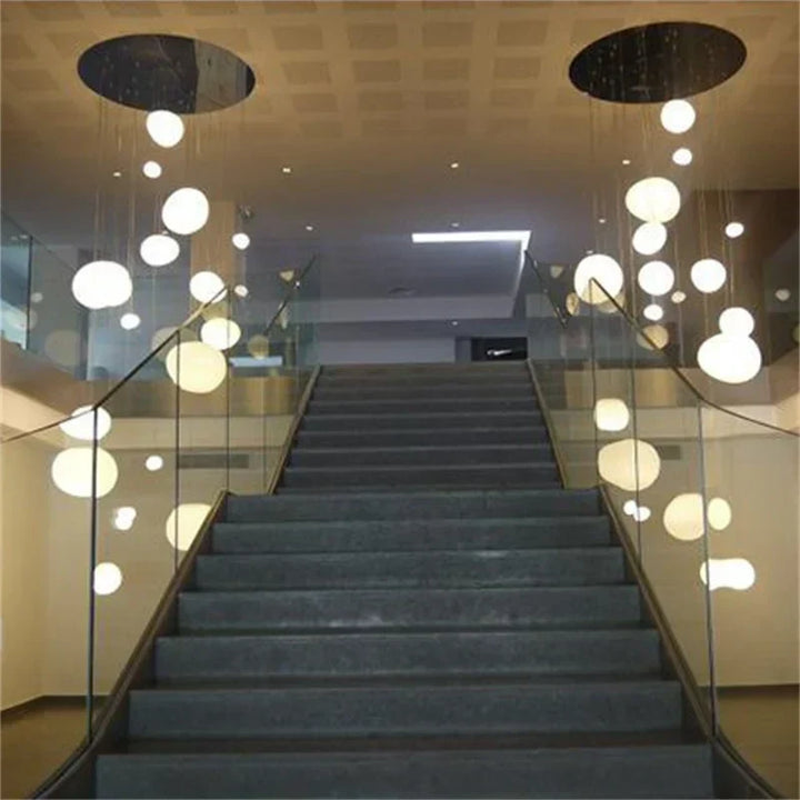 Bianco Latte – Lampada a sospensione in vetro satinato con accenti metallici – per soggiorno e sala da pranzo