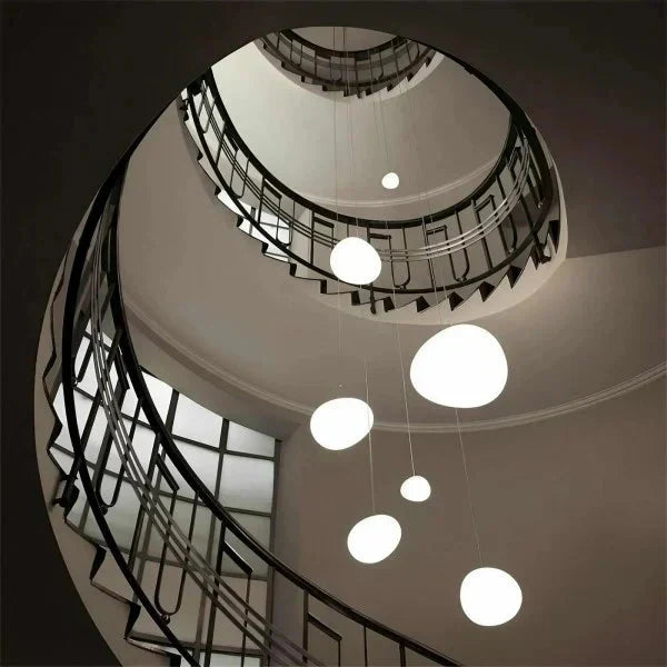 Bianco Latte – Lampada a sospensione in vetro satinato con accenti metallici – per soggiorno e sala da pranzo