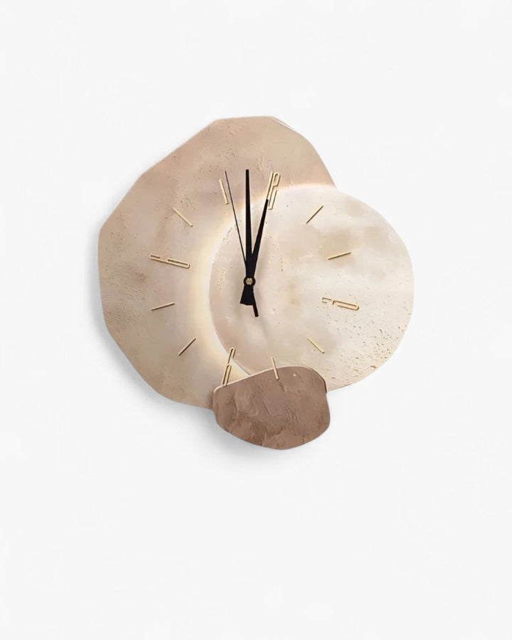 MondGlanz: Orologio da parete LED rotondo – elegante orologio in ceramica cristallina con motivo lunare, per soggiorno e camera da letto