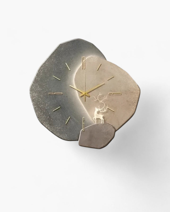 MondGlanz: Orologio da parete LED rotondo – elegante orologio in ceramica cristallina con motivo lunare, per soggiorno e camera da letto