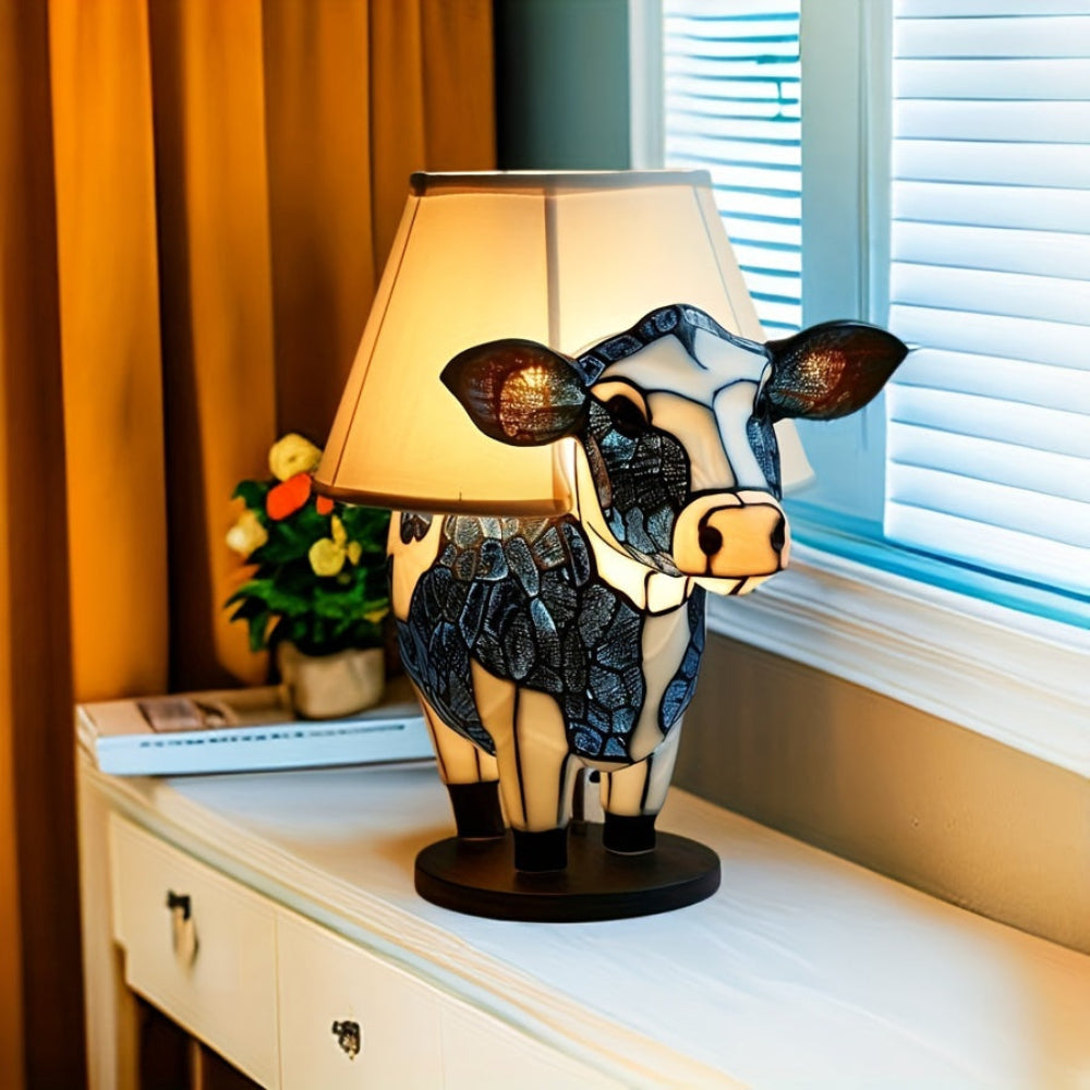 MooLume: Lampada da tavolo LED a forma di mucca con luce bianca calda e porta USB – per camerette e camere da letto
