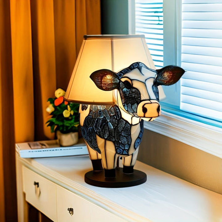 MooLume: Lampada da tavolo LED a forma di mucca con luce bianca calda e porta USB – per camerette e camere da letto