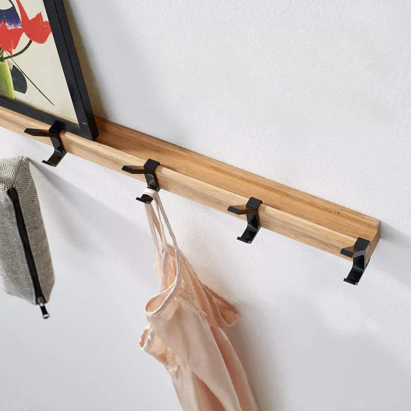 Appendiabiti da Parete Nordic | Ganci Doppio Regolabili in Finitura Nera e Legno