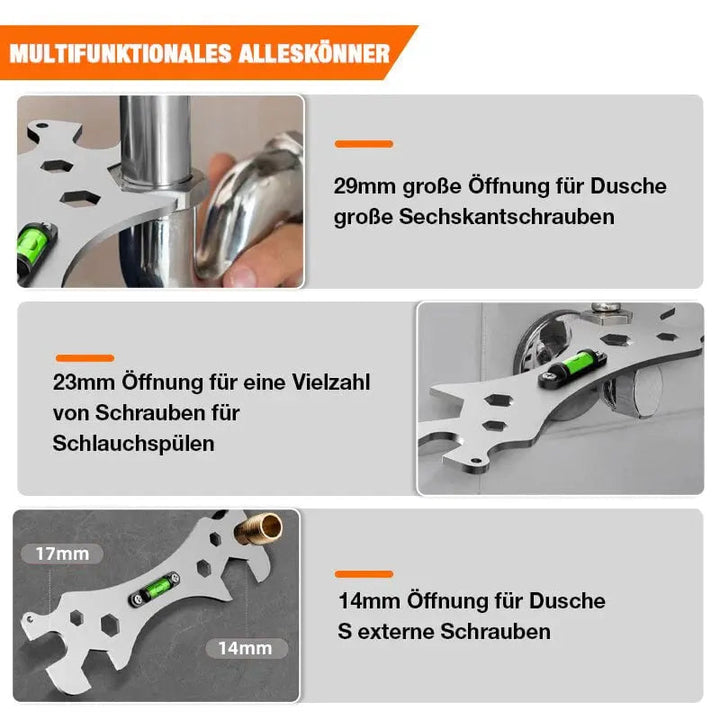 Chiave angolare multifunzionale | Acciaio inossidabile | Per dadi di rubinetto e spazi ristretti | Design antiscivolo