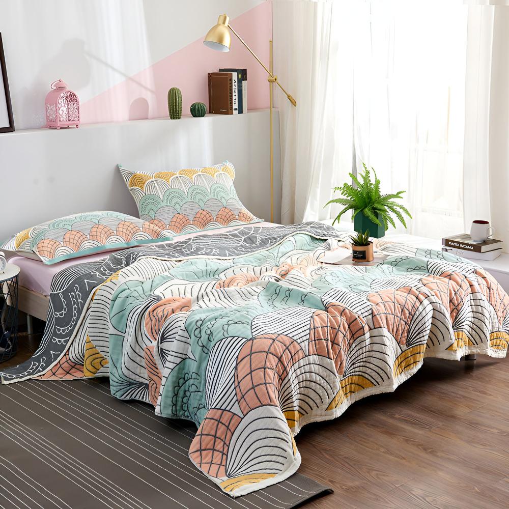 MuschelTraum: Coperte in cotone dallo stile elegante a motivo scallop con una lussuosa sensazione di cotone – per divano e soggiorno